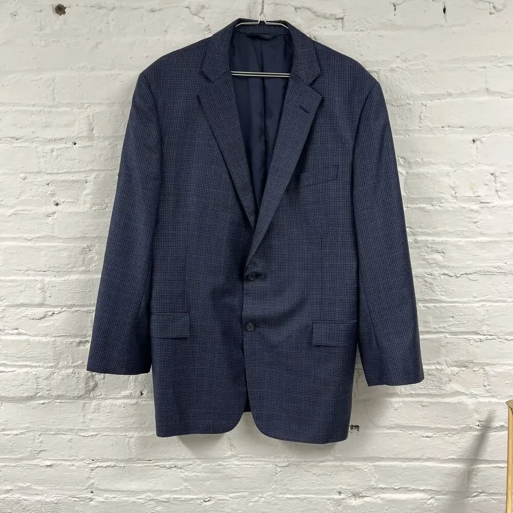 Brooks Brothers Blazer Mens 44R Blue Check Regent Fit Wool Sport Coat Reda Italy